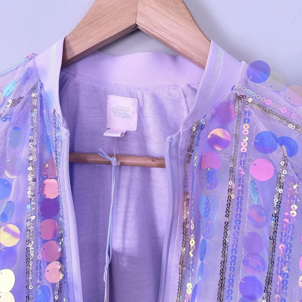 Girls‎ Sequin Bomber Jacket Iridescent Shiny Pageant (MORE THAN MAGIC) SZ-S 6/6X